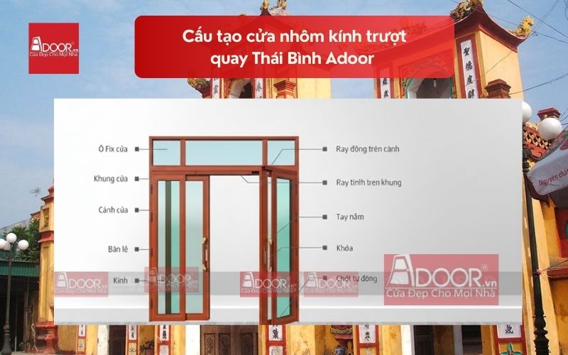 Cấu tạo cửa nhôm kính trượt quay Thái Bình Adoor 01