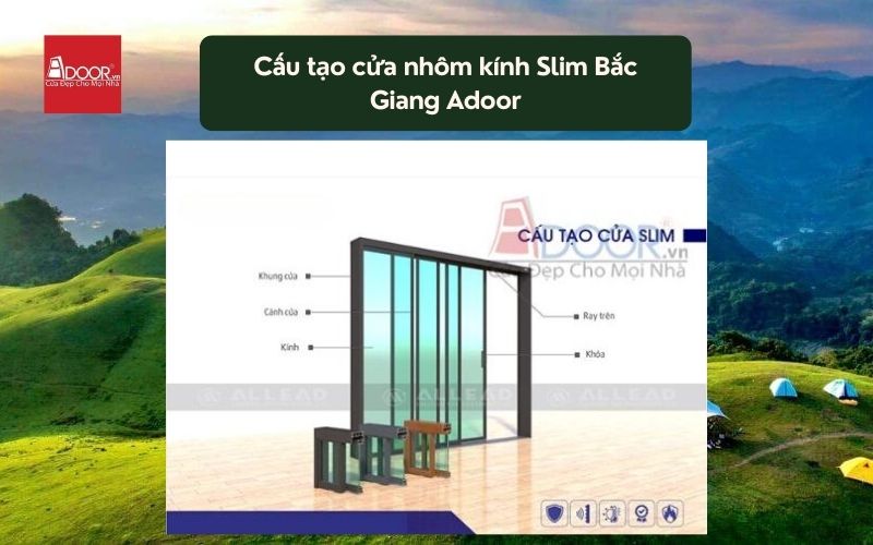 Cấu tạo cửa nhôm kính Slim Bắc Giang Adoor 01