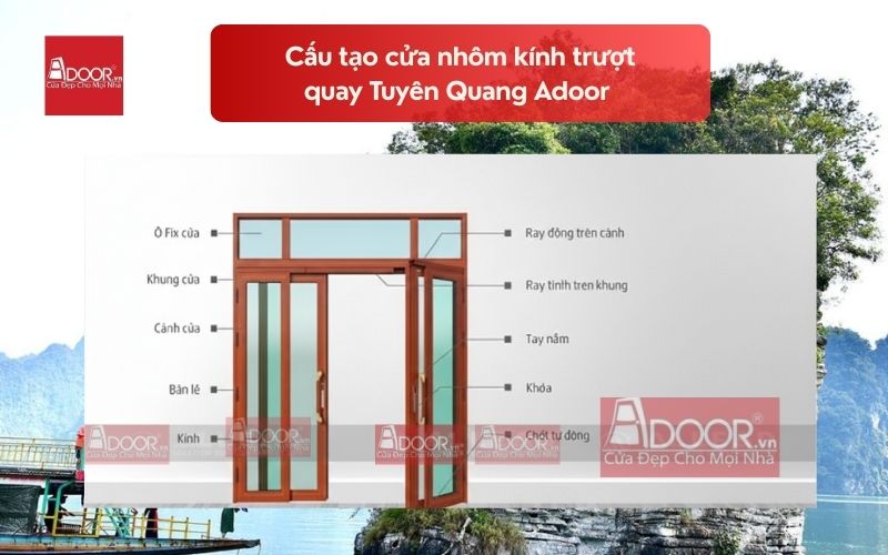 Cấu tạo cửa nhôm kính trượt quay Tuyên Quang Adoor 01