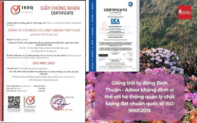 Giếng trời tự động Bình Thuận - Adoor khẳng định vị thế với hệ thống quản lý chất lượng đạt chuẩn quốc tế ISO 9001:2015