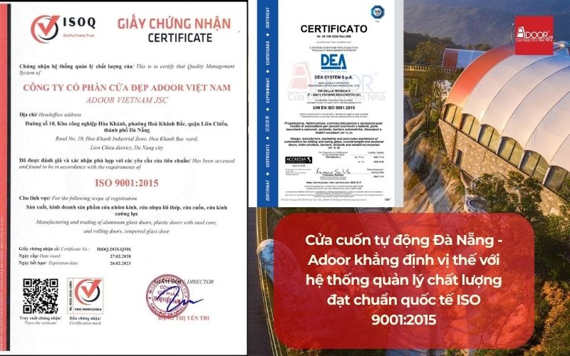 Cửa cuốn tự động Đà Nẵng - Adoor khẳng định vị thế với hệ thống quản lý chất lượng đạt chuẩn quốc tế ISO 9001:2015