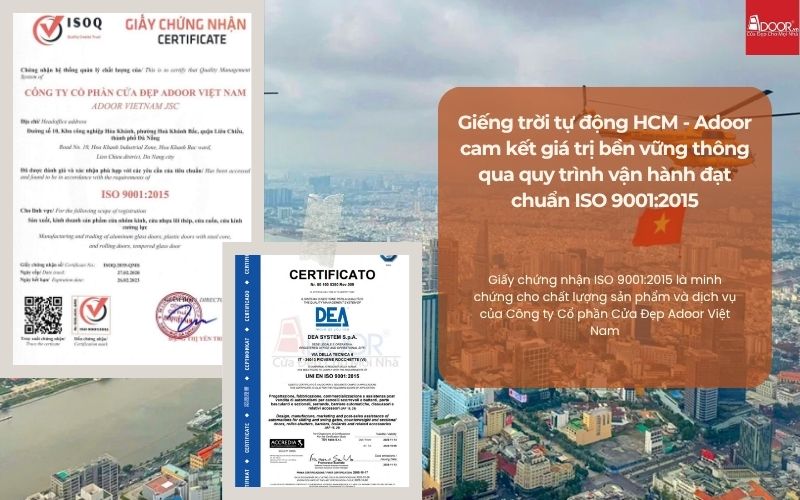 Giếng trời tự động HCM - Adoor cam kết giá trị bền vững thông qua quy trình vận hành đạt chuẩn ISO 9001:2015
