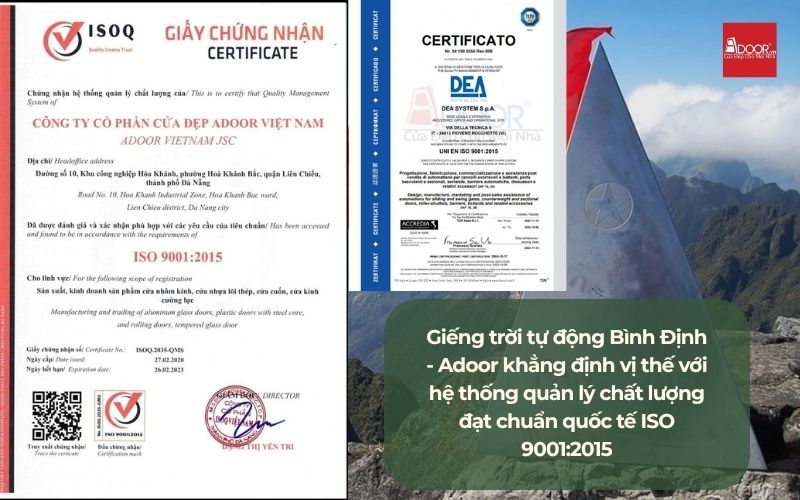 Giếng trời tự động Bình Định - Adoor khẳng định vị thế với hệ thống quản lý chất lượng đạt chuẩn quốc tế ISO 9001:2015
