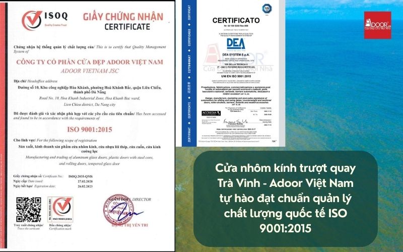 Cửa nhôm kính trượt quay Trà Vinh - Adoor Việt Nam tự hào đạt chuẩn quản lý chất lượng quốc tế ISO 9001:2015 Cửa nhôm kính trượt quay Trà Vinh - Adoor Việt Nam tự hào đạt chuẩn quản lý chất lượng quốc tế ISO 9001:2015