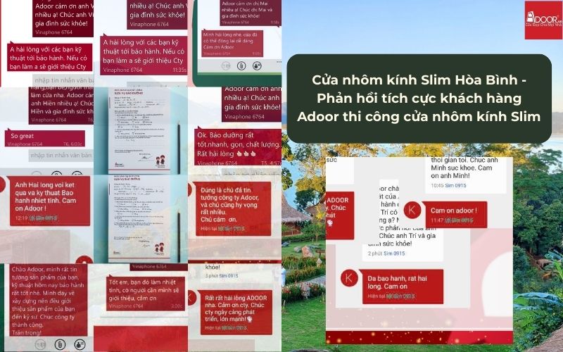 Cửa nhôm kính Slim Hòa Bình - Phản hồi tích cực khách hàng Adoor thi công cửa nhôm kính Slim 