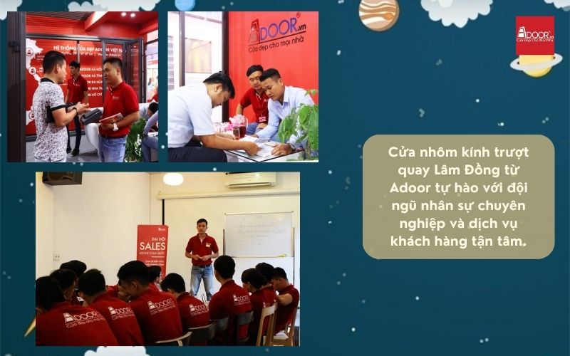 Cửa nhôm kính trượt quay Lâm Đồng từ Adoor tự hào với đội ngũ nhân sự chuyên nghiệp và dịch vụ khách hàng tận tâm.