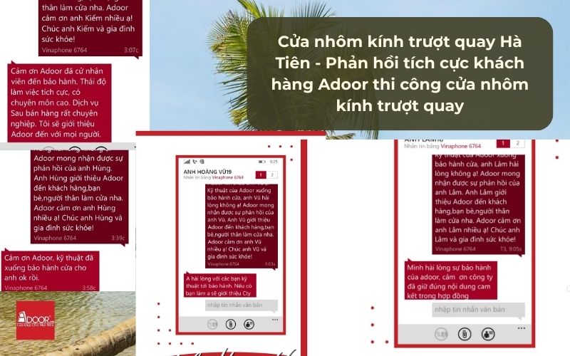 Cửa nhôm kính trượt quay Hà Tiên - Phản hồi tích cực khách hàng Adoor thi công cửa nhôm kính trượt quay