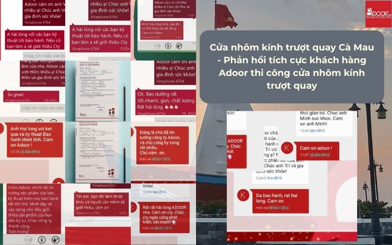 Cửa nhôm kính trượt quay Cà Mau - Phản hồi tích cực khách hàng Adoor thi công cửa nhôm kính trượt quay