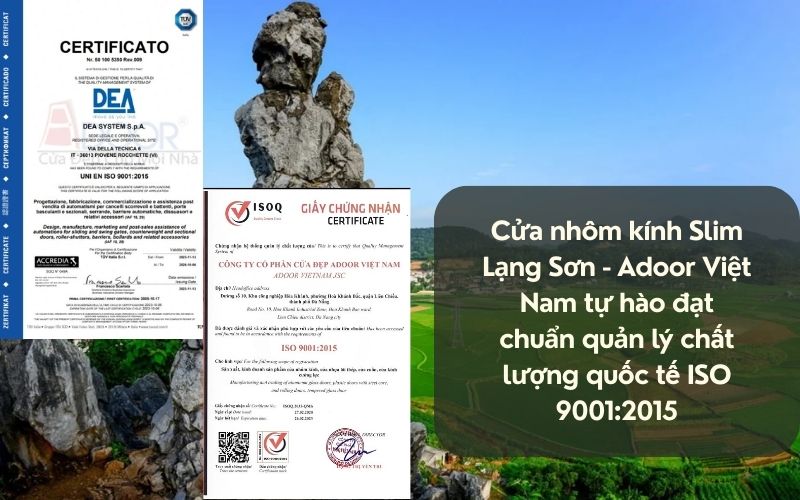 Cửa nhôm kính Slim Lạng Sơn - Adoor Việt Nam tự hào đạt chuẩn quản lý chất lượng quốc tế ISO 9001:2015