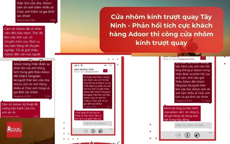 Cửa nhôm kính trượt quay Tây Ninh - Phản hồi tích cực khách hàng Adoor thi công cửa nhôm kính trượt quay