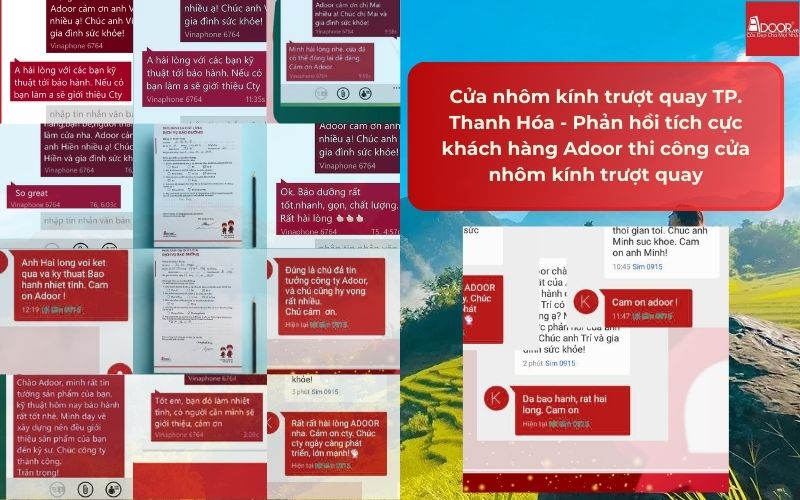Cửa nhôm kính trượt quay TP. Thanh Hóa - Phản hồi tích cực khách hàng Adoor thi công cửa nhôm kính trượt quay