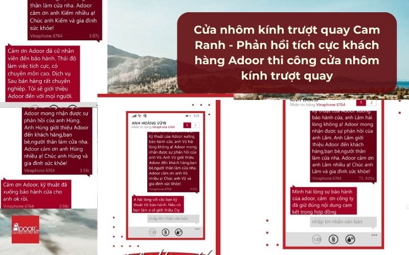Cửa nhôm kính trượt quay Cam Ranh - Phản hồi tích cực khách hàng Adoor thi công cửa nhôm kính trượt quay