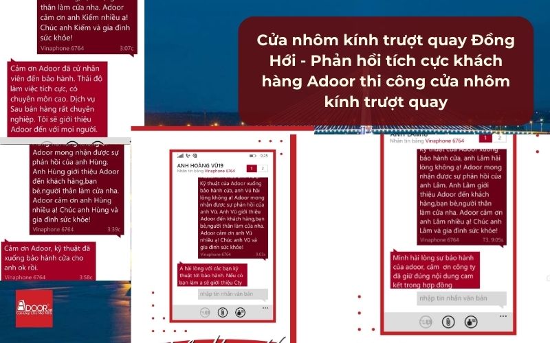 Cửa nhôm kính trượt quay Đồng Hới - Phản hồi tích cực khách hàng Adoor thi công cửa nhôm kính trượt quay
