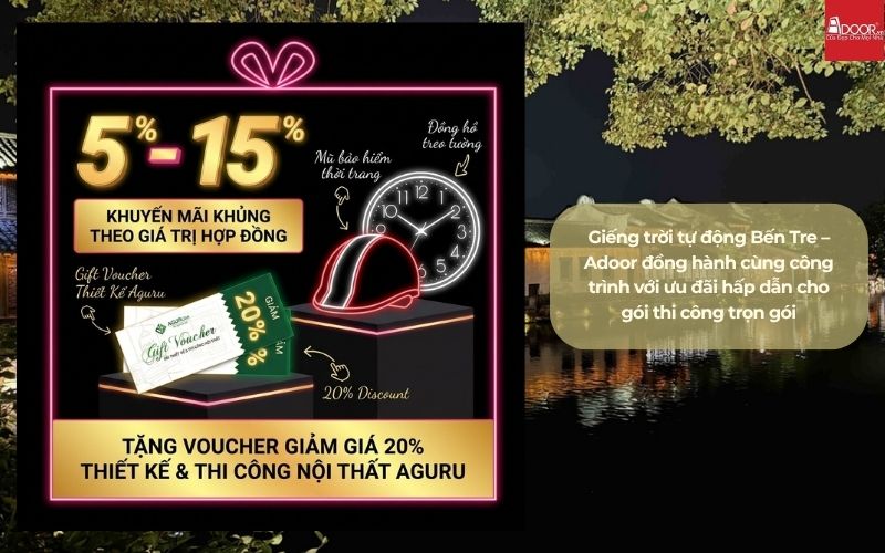 Giếng trời tự động Bến Tre – Adoor đồng hành cùng công trình với ưu đãi hấp dẫn cho gói thi công trọn gói
