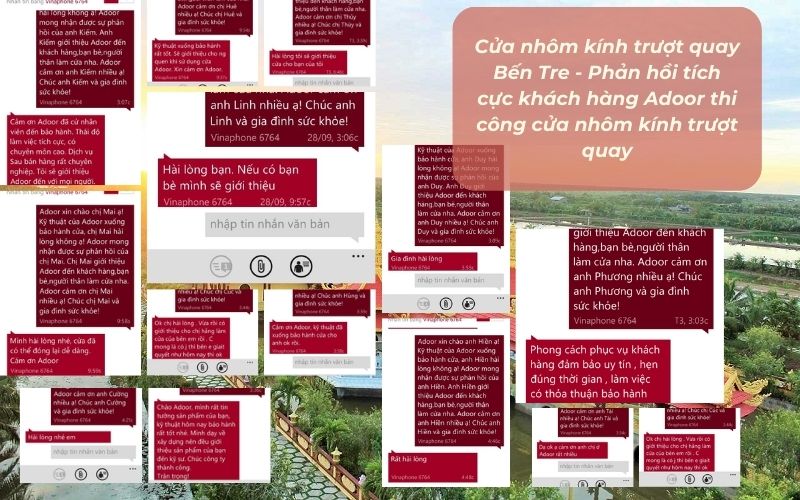 Cửa nhôm kính trượt quay Bến Tre - Phản hồi tích cực khách hàng Adoor thi công cửa nhôm kính trượt quay