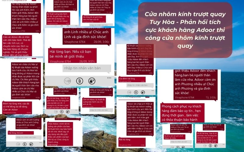 Cửa nhôm kính trượt quay Tuy Hòa - Phản hồi tích cực khách hàng Adoor thi công cửa nhôm kính trượt quay