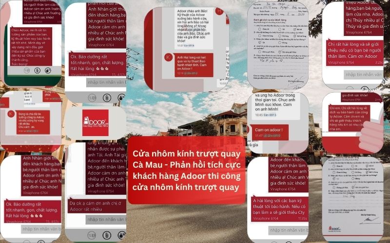 Cửa nhôm kính trượt quay Cà Mau - Phản hồi tích cực khách hàng Adoor thi công cửa nhôm kính trượt quay 