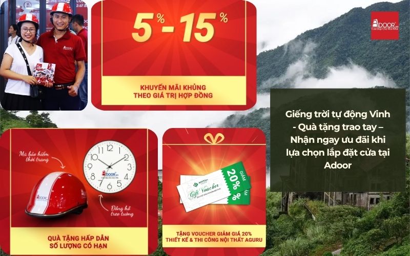 Giếng trời tự động Vinh - Quà tặng trao tay – Nhận ngay ưu đãi khi lựa chọn lắp đặt cửa tại Adoor
