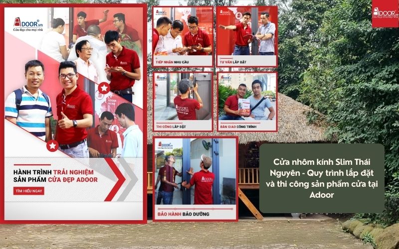 Cửa nhôm kính Slim Thái Nguyên - Quy trình lắp đặt và thi công sản phẩm cửa tại Adoor