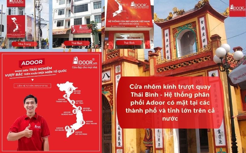Cửa nhôm kính trượt quay Thái Bình - Hệ thống phân phối Adoor có mặt tại các thành phố và tỉnh lớn trên cả nước