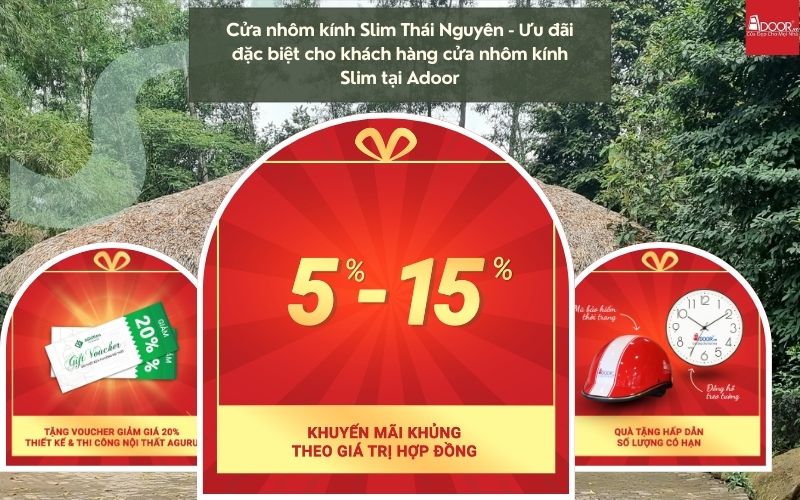 Cửa nhôm kính Slim Thái Nguyên - Ưu đãi đặc biệt cho khách hàng cửa nhôm kính Slim tại Adoor