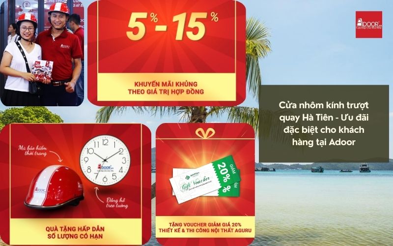 Cửa nhôm kính trượt quay Hà Tiên - Ưu đãi đặc biệt cho khách hàng tại Adoor