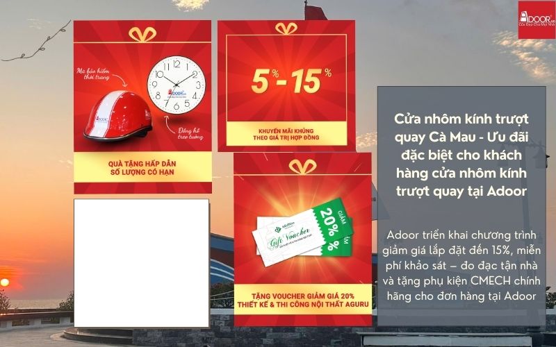 Cửa nhôm kính trượt quay Cà Mau - Ưu đãi đặc biệt cho khách hàng cửa nhôm kính trượt quay tại Adoor