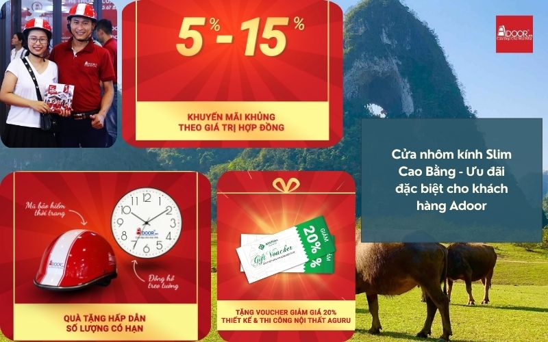 Cửa nhôm kính Slim Cao Bằng - Ưu đãi đặc biệt cho khách hàng Adoor