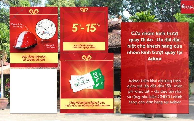 Cửa nhôm kính trượt quay Dĩ An - Ưu đãi đặc biệt cho khách hàng cửa nhôm kính trượt quay tại Adoor