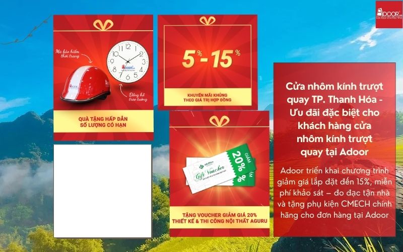 Cửa nhôm kính trượt quay TP. Thanh Hóa - Ưu đãi đặc biệt cho khách hàng cửa nhôm kính trượt quay tại Adoor