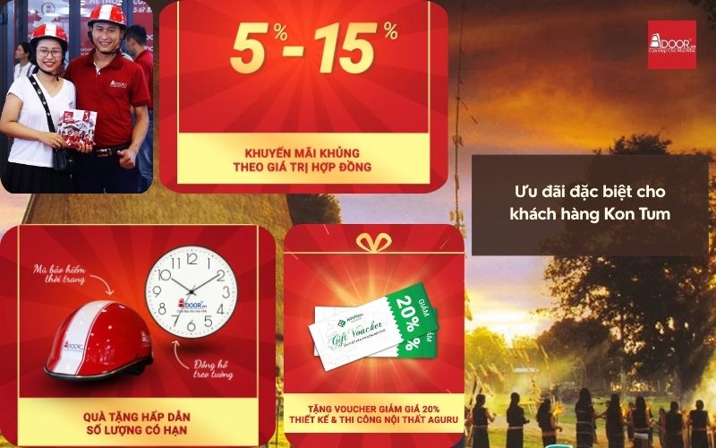 Ưu đãi hấp dẫn cửa nhôm kính Slim Kon Tum từ Adoor cho khách hàng địa phương