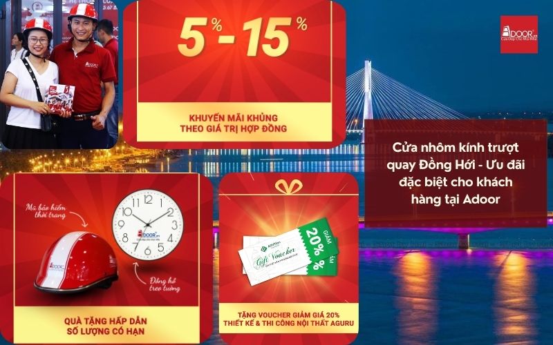 Cửa nhôm kính trượt quay Đồng Hới - Ưu đãi đặc biệt cho khách hàng tại Adoor