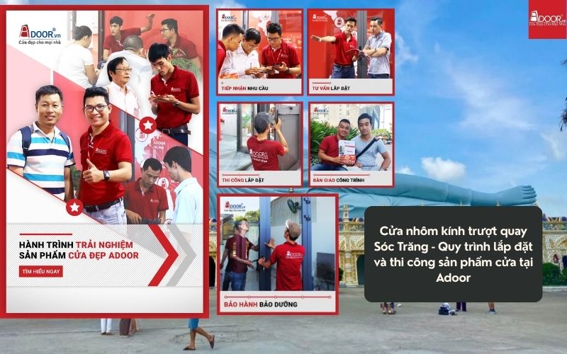 Cửa nhôm kính trượt quay Sóc Trăng - Quy trình lắp đặt và thi công sản phẩm cửa tại Adoor