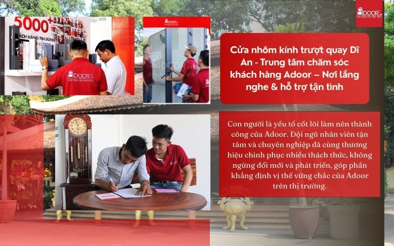 Cửa nhôm kính trượt quay Dĩ An - Trung tâm chăm sóc khách hàng Adoor – Nơi lắng nghe & hỗ trợ tận tình