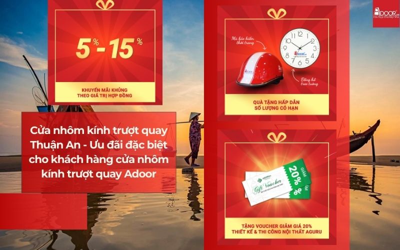 Cửa nhôm kính trượt quay Thuận An - Ưu đãi đặc biệt cho khách hàng cửa nhôm kính trượt quay Adoor