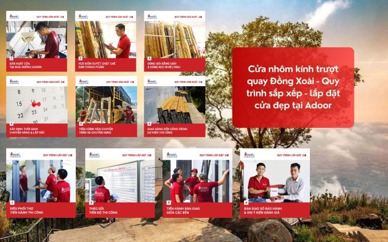Cửa nhôm kính trượt quay Đồng Xoài - Quy trình sắp xếp - lắp đặt cửa đẹp tại Adoor