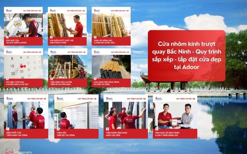 Cửa nhôm kính trượt quay Bắc Ninh - Quy trình sắp xếp - lắp đặt cửa đẹp tại Adoor