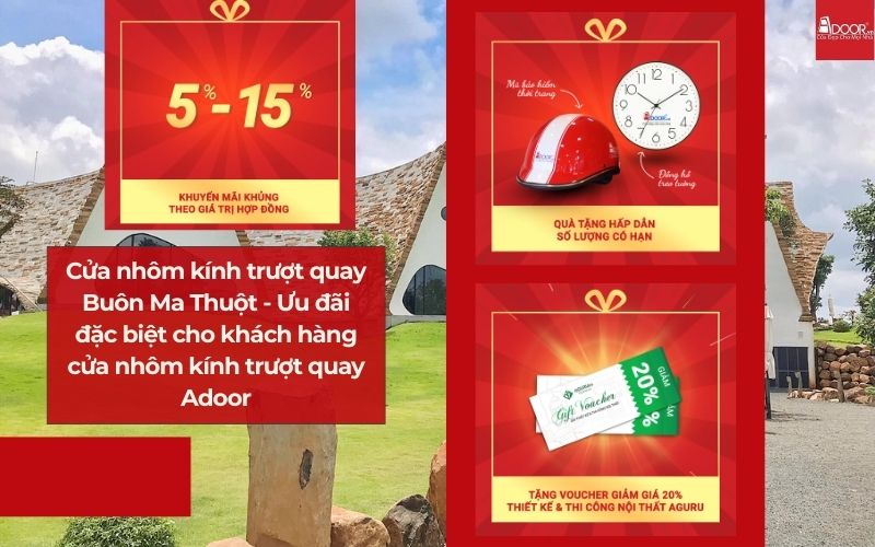 Cửa nhôm kính trượt quay Buôn Ma Thuột - Ưu đãi đặc biệt cho khách hàng cửa nhôm kính trượt quay Adoor