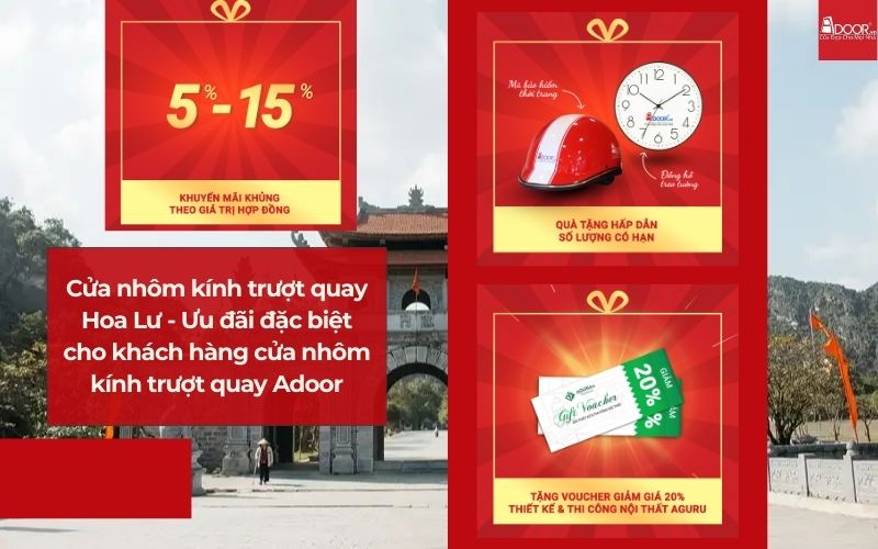Cửa nhôm kính trượt quay Hoa Lư - Ưu đãi đặc biệt cho khách hàng cửa nhôm kính trượt quay Adoor