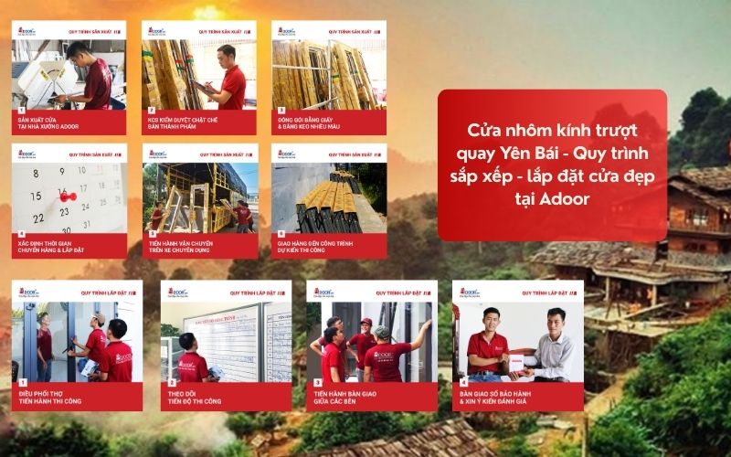 Cửa nhôm kính trượt quay Yên Bái - Quy trình sắp xếp - lắp đặt cửa đẹp tại Adoor