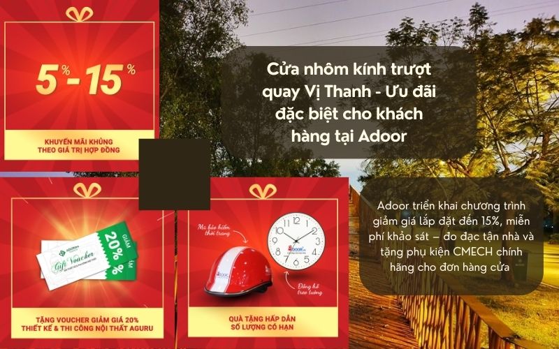 Cửa nhôm kính trượt quay Vị Thanh - Ưu đãi đặc biệt cho khách hàng tại Adoor