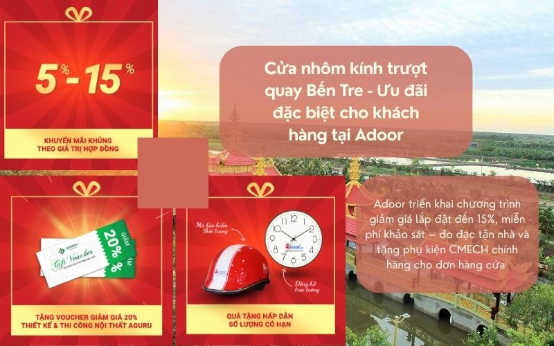 Cửa nhôm kính trượt quay Bến Tre - Ưu đãi đặc biệt cho khách hàng tại Adoor