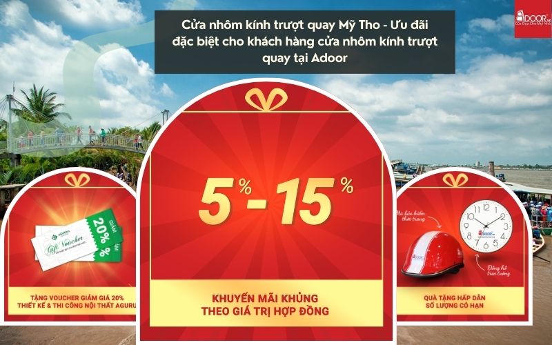 Cửa nhôm kính trượt quay Mỹ Tho - Ưu đãi đặc biệt cho khách hàng cửa nhôm kính trượt quay tại Adoor