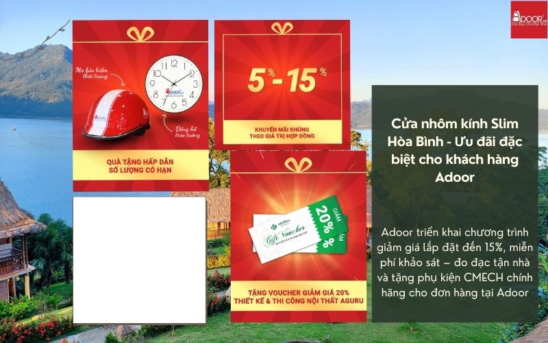 Cửa nhôm kính Slim Hòa Bình - Ưu đãi đặc biệt cho khách hàng Adoor