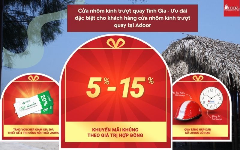 Cửa nhôm kính trượt quay Tĩnh Gia - Ưu đãi đặc biệt cho khách hàng cửa nhôm kính trượt quay tại Adoor