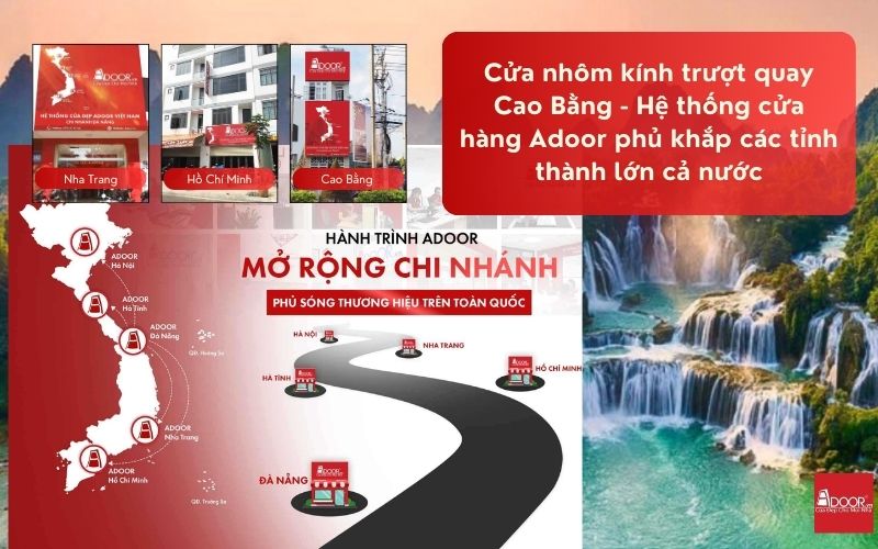 Cửa nhôm kính trượt quay Cao Bằng - Hệ thống cửa hàng Adoor phủ khắp các tỉnh thành lớn cả nước