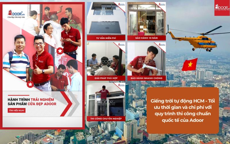 Giếng trời tự động HCM - Tối ưu thời gian và chi phí với quy trình thi công chuẩn quốc tế của Adoor
