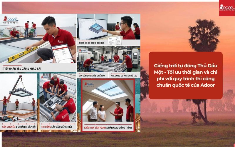 Giếng trời tự động Thủ Dầu Một - Tối ưu thời gian và chi phí với quy trình thi công chuẩn quốc tế của Adoor
