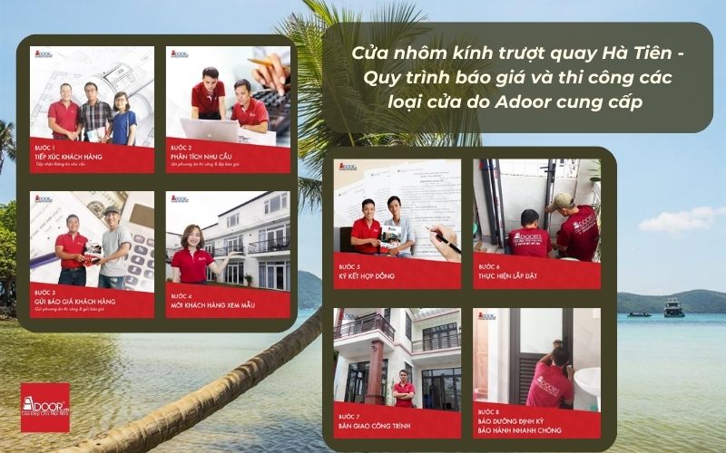 Cửa nhôm kính trượt quay Hà Tiên - Quy trình báo giá và thi công các loại cửa do Adoor cung cấp 