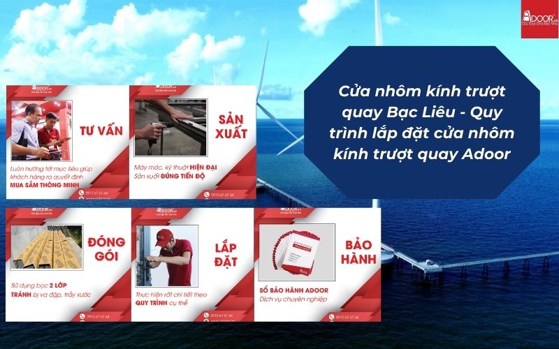 Cửa nhôm kính trượt quay Bạc Liêu - Quy trình lắp đặt cửa nhôm kính trượt quay Adoor